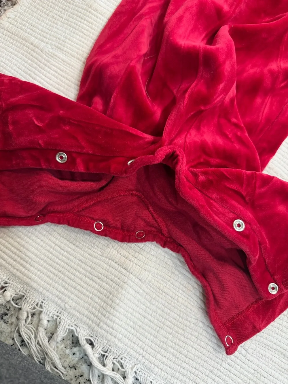 Ralph Lauren Red Velvet Baby Romper